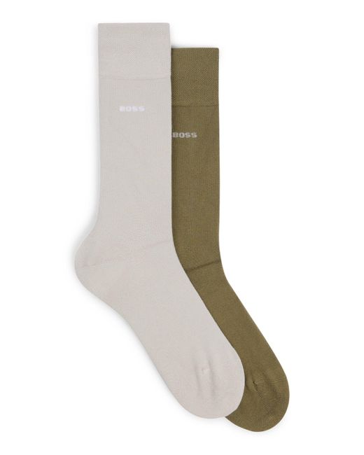 Boss Gray Two-pack Of Regular-length Socks In Soft Viscose Bamboo for men