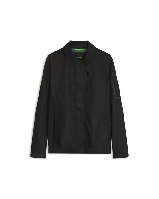 Boss Black Water-Repellent Blouson Jacket With Welded Front Placket for men