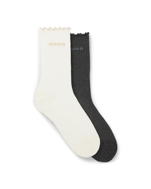 HUGO Black Two-Pack Of Regular-Length Socks With Lettuce Cuff