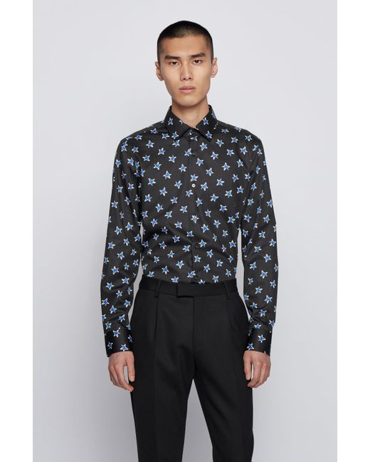 Chemise à motif étoiles Emporio Armani pour homme en coloris Noir Homme Chemises Chemises Emporio Armani 