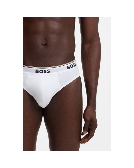 Boss Blue Three-Pack Of Logo-Waistband Briefs for men