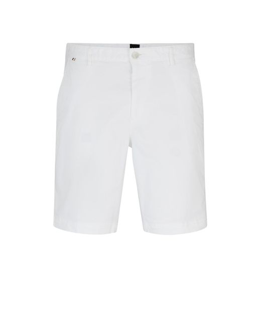 BOSS by HUGO BOSS Slim-fit Shorts In Stretch-cotton Twill in White for Men  | Lyst Australia