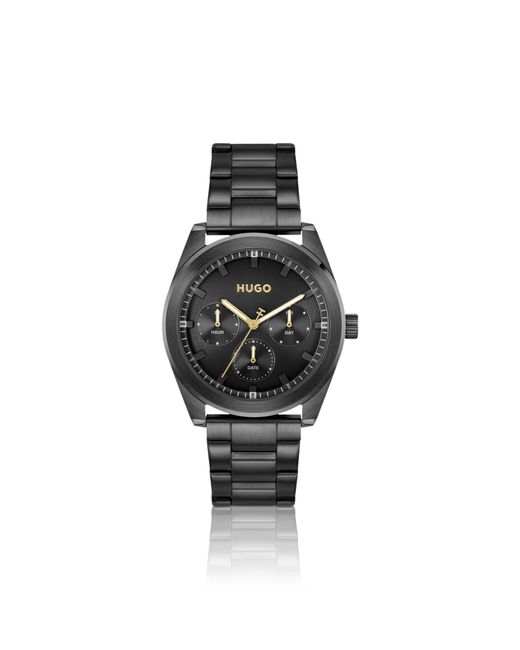 HUGO Black Bright Sport-Plated Watch With Tonal Dial And Bracelet for men