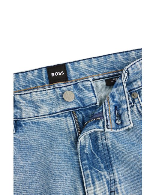 Boss Relaxed-fit Jeans In Blue Stonewashed Rigid Denim for men