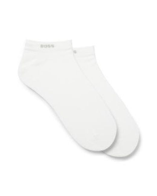 Lot de deux paires de chaussettes basses en tissu stretch Boss pour homme en coloris White