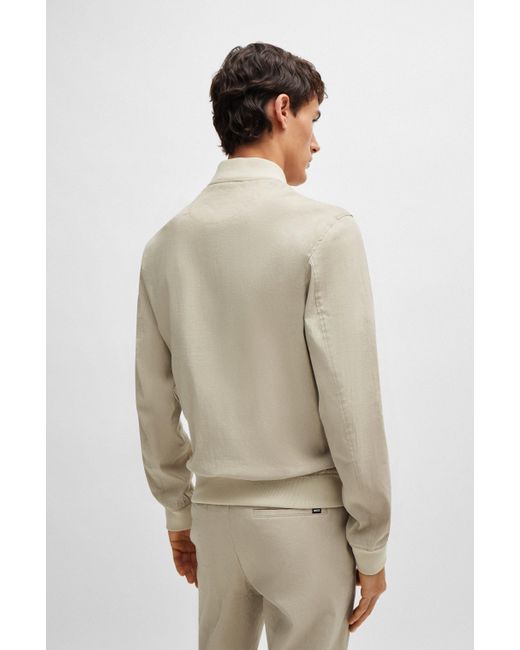 Boss Natural Slim-fit Jacket In A Linen Blend for men