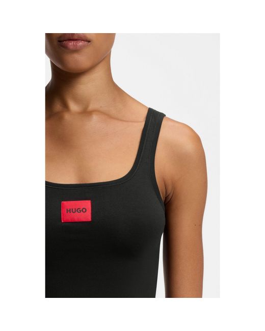 HUGO Black Stretch-Cotton Underwear Vest With Logo