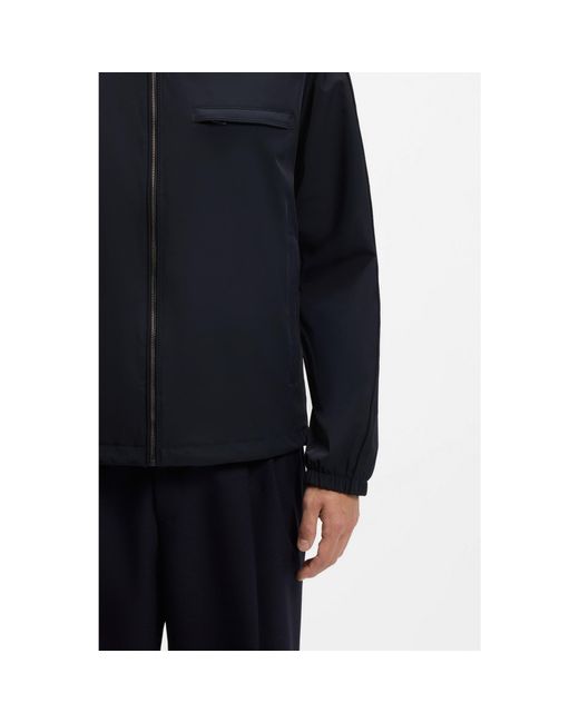 Boss Blue Water-Repellent Jacket With Packable Hood for men
