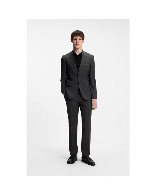 HUGO Black Wool-Blend Two-Piece Extra-Slim-Fit Suit for men