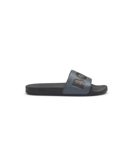 Boss Black Italian-Made Slides With Large Logo Detail for men