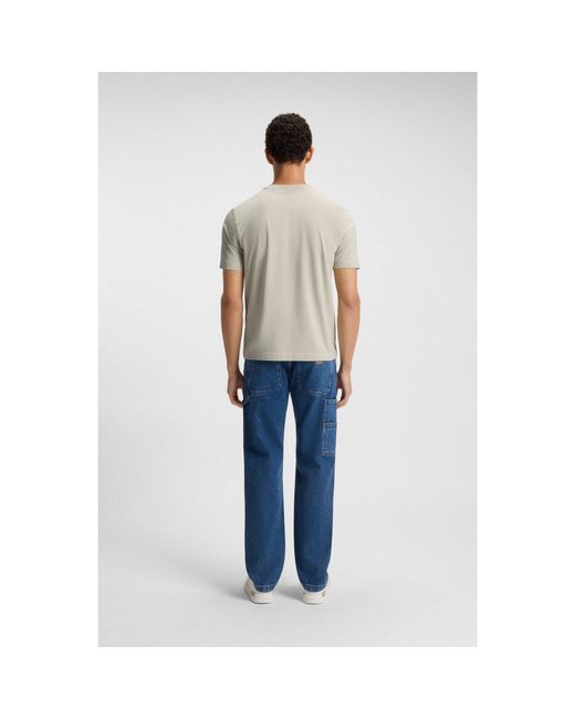 Boss Natural Relaxed-Fit T-Shirt With A Layered Logo Print for men