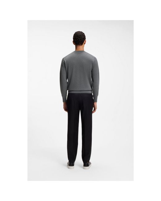 Boss Gray Merino-Wool Sweater for men