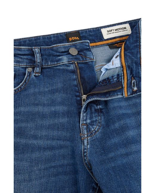 Boss Regular-fit Jeans In Blue Soft-motion Denim for men