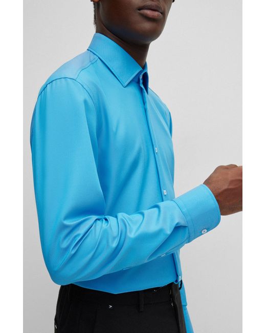 BOSS by HUGO BOSS Slim-fit Shirt In Performance-stretch Twill in Blue for  Men