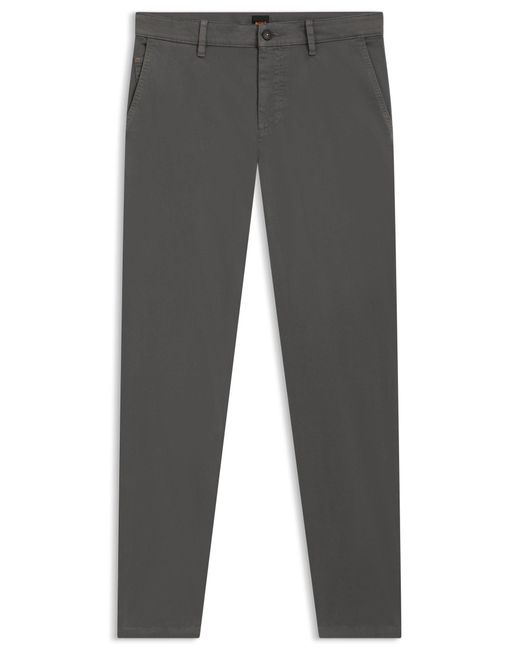 Chino Tapered en satin de coton stretch Boss pour homme en coloris Gray
