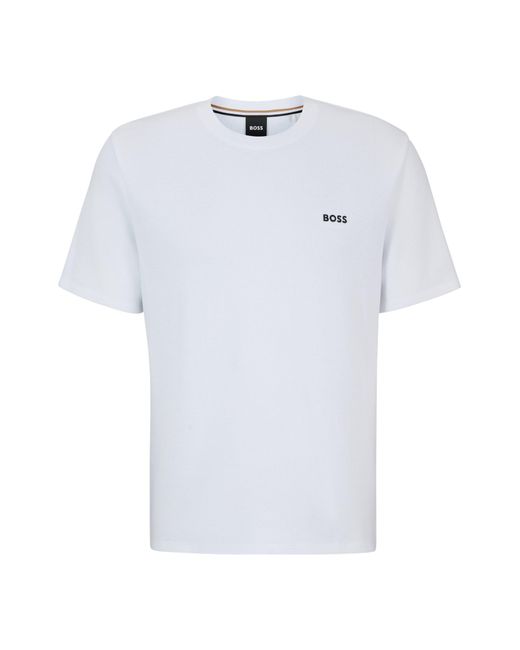 Boss White Cotton-blend Pyjama T-shirt With Embroidered Logo for men