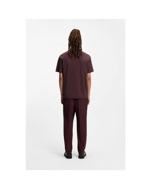 HUGO Purple Interlock-Cotton Polo Shirt With Stacked Logo for men