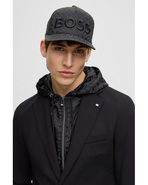 BOSS by Hugo Boss Black Monogram-jacquard Cap With Oversize Logo for men
