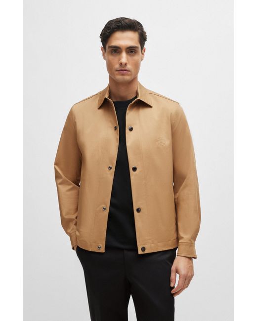 Boss Natural Relaxed-fit Jacket In Stretch Cotton With Press Studs for men