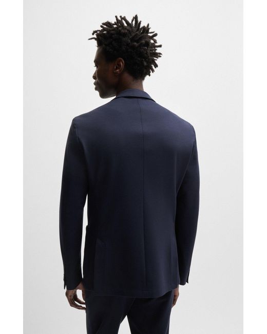 Boss Blue Slim-fit Jacket In Interlock Stretch Jersey for men