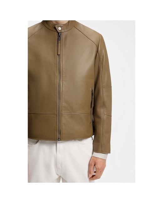 HUGO Brown Slim-Fit Racer Jacket for men