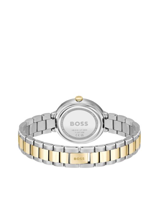 Montre avec bracelet en maillons et cadran monogramme blanc argenté Boss en coloris Metallic