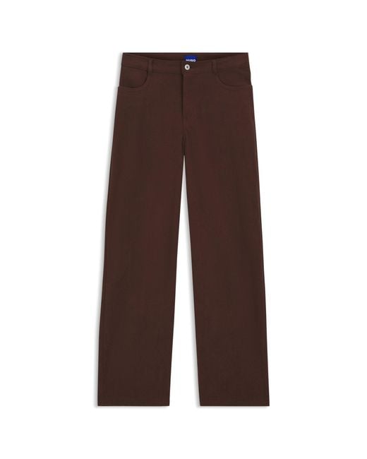 HUGO Brown Relaxed-Fit Corduroy Trousers With Logo Embroidery
