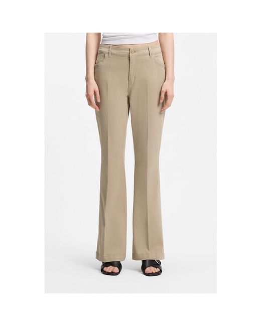 HUGO Natural Slim-Fit Trousers With Flared Leg