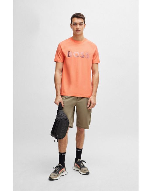 Boss Orange Stretch-cotton Regular-fit T-shirt With Seasonal Logo for men