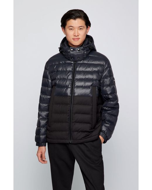 BOSS by HUGO BOSS Down Jacket With Italianwool Panel And Detachable