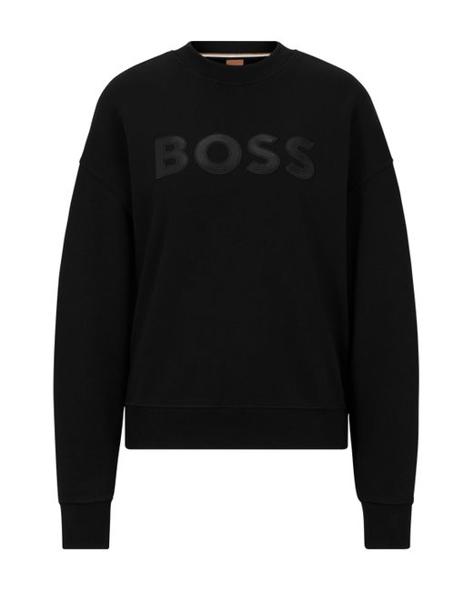 Boss Sweatshirt Met Logodetail Van Katoenen Sweatstof in het Black