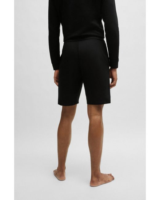 Boss Tunnelzug-Shorts aus French Terry mit Streifen und Logo in Black für Herren