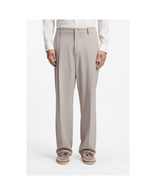 Boss Gray Relaxed-Fit Trousers for men