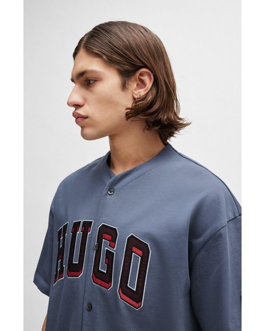 HUGO Oversized Basketball-T-Shirt mit College-Logo in Blue für Herren