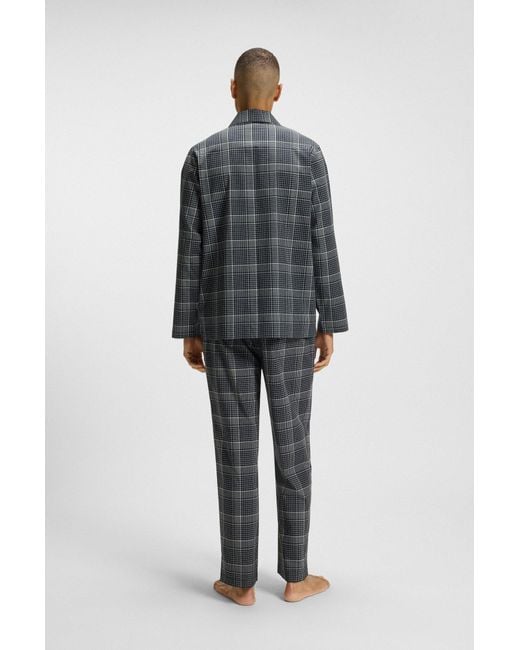 Boss Karierter Pyjama Mit Logo-Stickerei in Black für Herren
