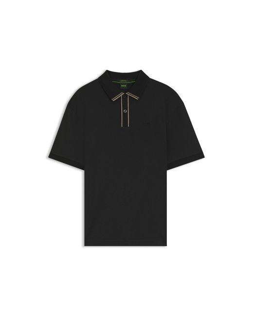 Boss Black Striped-Trim Polo Shirt for men