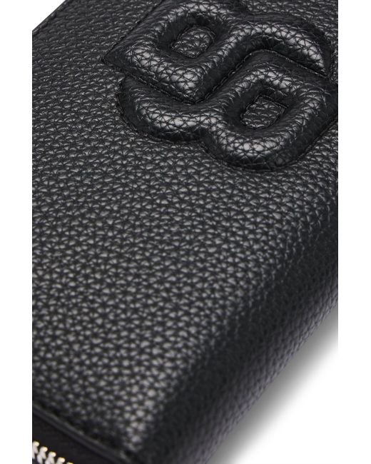 Boss Black Geldbörse Mit Genarbter Struktur, Umlaufendem Reißverschluss Und Gepolstertem Double-B-Monogramm