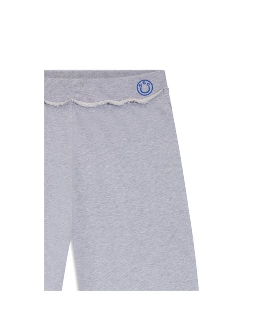HUGO Blue Cotton-Terry Tracksuit Bottoms With Logo Waistband