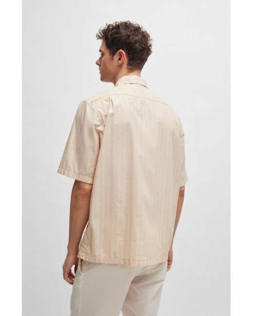Boss Natural X Shohei Ohtani Relaxed-fit Striped Cotton-poplin Shirt for men