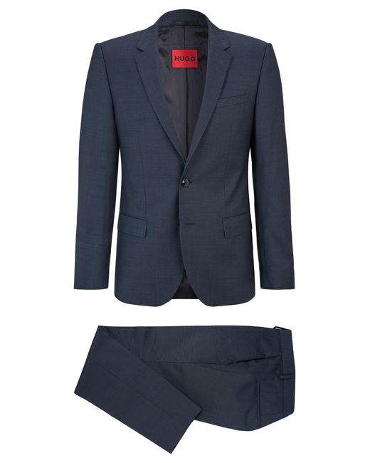 HUGO Slim-fit Suit In A Performance-stretch Wool Blend in Dark Blue ...