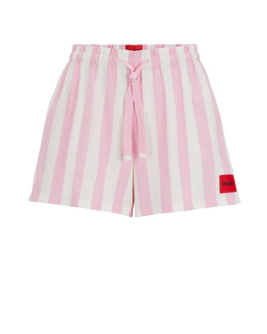 HUGO Pyjamashorts Met Dessin En Rood Logolabel in het Pink