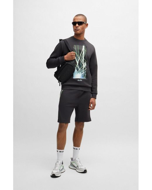 Boss Black Cotton-blend Sweatshirt With 3d-moulded Logo for men