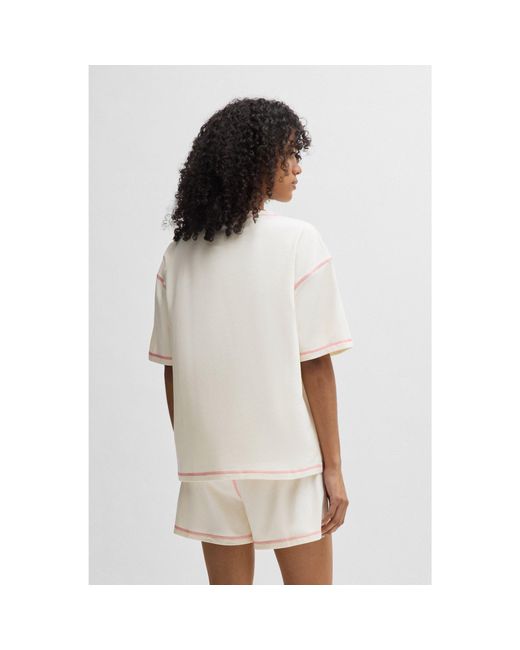 HUGO White Stretch-Cotton Pyjamas With Contrast Logos