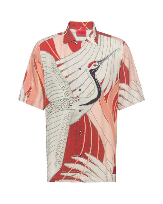 BOSS by Hugo Boss Relaxed-Fit Hemd aus Baumwolle mit japanischem Kranich-Print in Multicolor für Herren