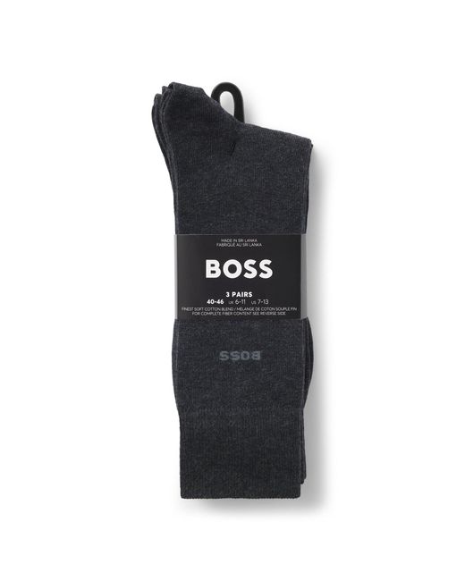 Boss Black Three-Pack Stretch Regular Socks for men