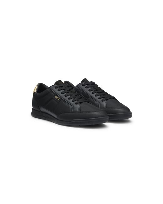 Boss Black Mixed-Material Trainers With Contrast Back Tab for men