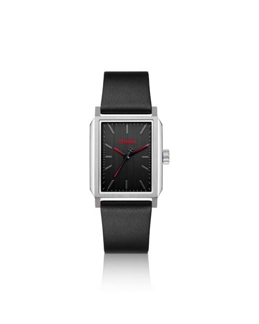 HUGO Black #Steeze Rectangular Stainless-Steel Watch With Dial for men