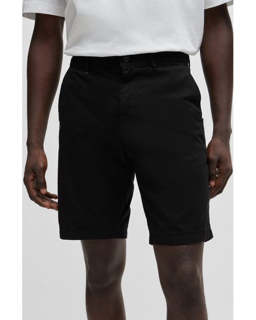 Boss Black Slim-fit Shorts In Stretch-cotton Twill for men