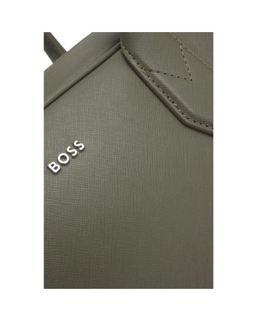 Boss Green Grained Document Case With Logo Lettering for men