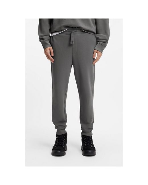 HUGO Gray Cotton Casual Trousers With Elasticated Cuffs for men